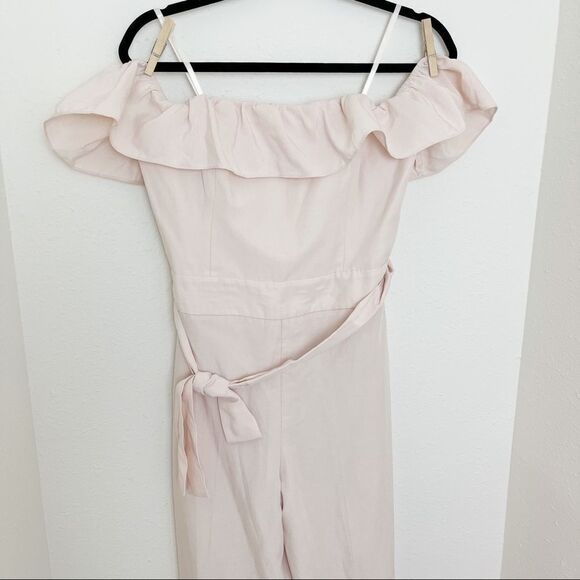 NWT Club Monaco Naveah Dusty Pink Off Shoulder Linen Jumpsuit - Picture 4 of 10